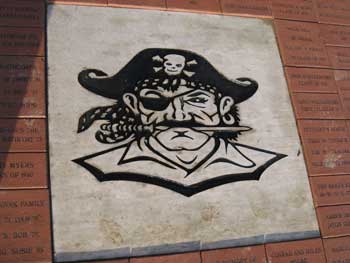Pirate Stone in center of bricks